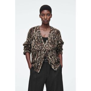 COS LEOPARD-JACQUARD MOHAIR-BLEND CARDIGAN S $170